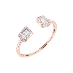 Pave Diamond Cuff Ring in 14 Karat Rose Gold