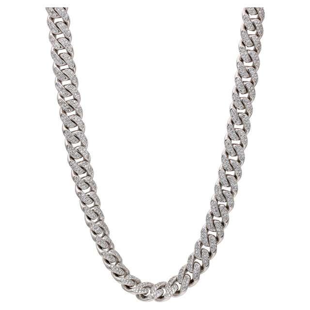 Cuban Link Ripper 59 Carats Full Pave Diamond Cuban Link Chain in White Gold for Men For ...
