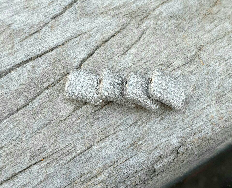Uncut Pave Diamond Cushion Beads 925 Silver Diamond Necklace Beads Jewelry Findings For Sale