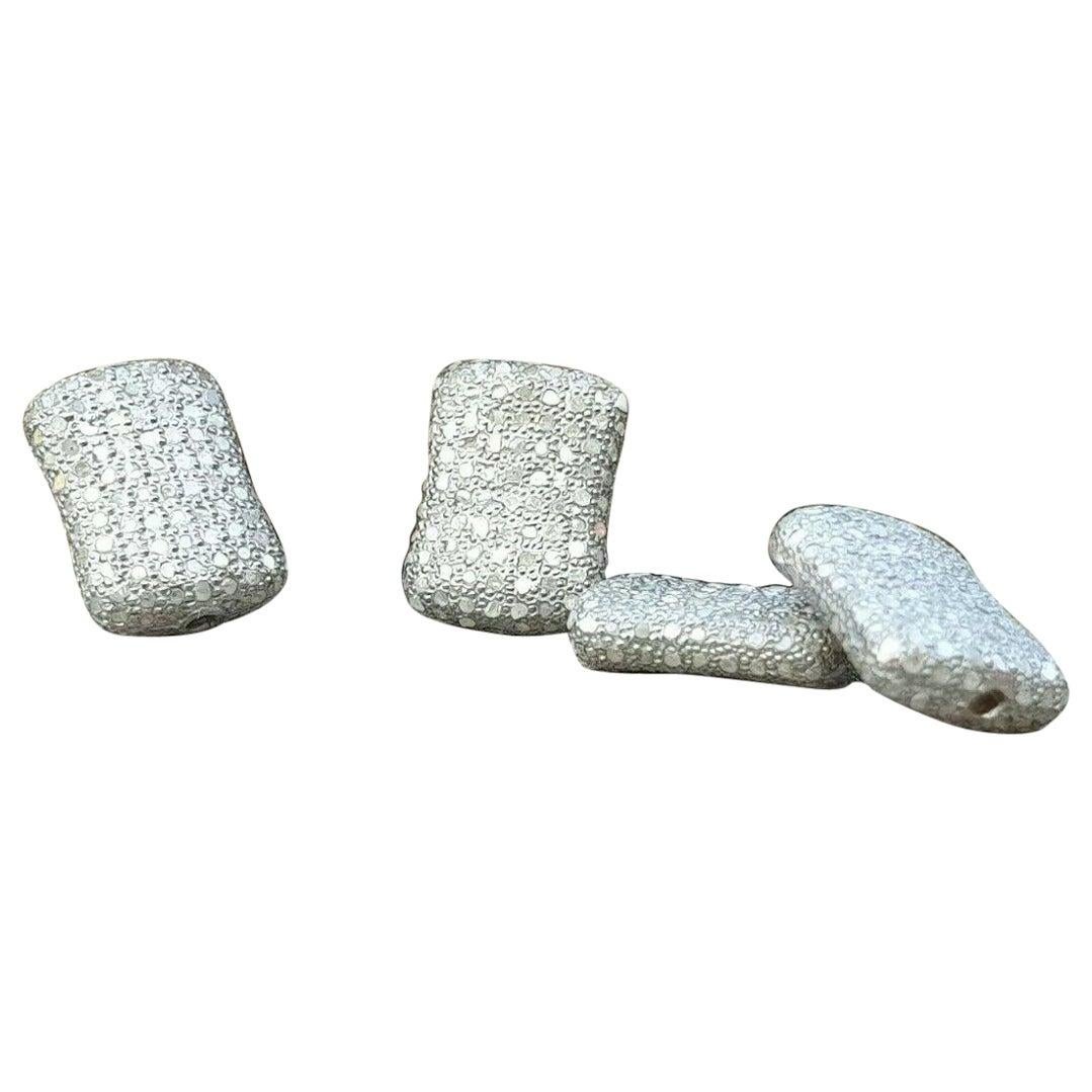 Pave Diamond Cushion Beads 925 Silver Diamond Necklace Beads Jewelry Findings