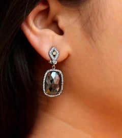 Pave Diamond Dangle Earring 14k Gold&925 Silver Spinel Earring Birthday Gift
