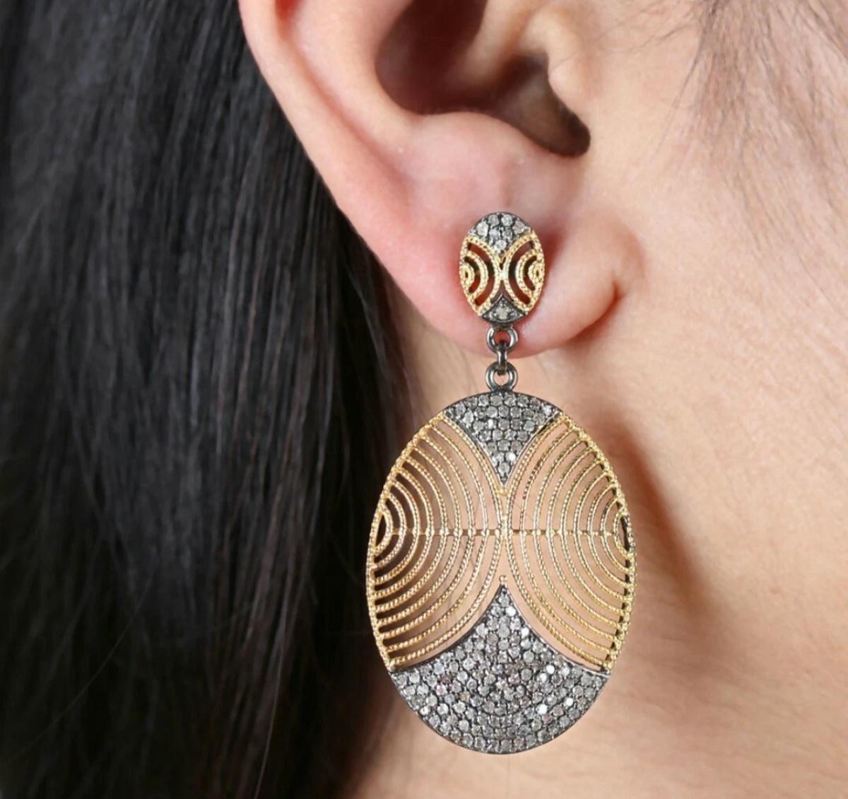 Femenino o masculino Pendiente colgante de diamantes con pavé Plata 925 Pendientes de moda con diamantes Joyería fina en venta