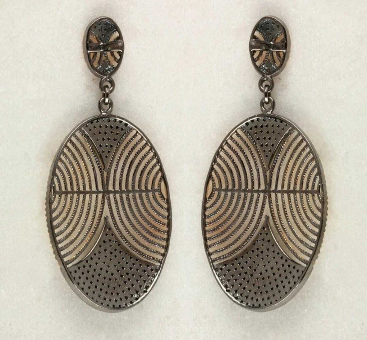 Pendiente colgante de diamantes con pavé Plata 925 Pendientes de moda con diamantes Joyería fina en venta 1