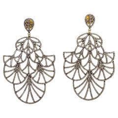 Pave Diamond Dangle Earring Set Made In 18k Gold & Silver