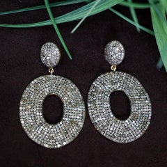 Pave Diamond Dangle Earrings 14k Solid Gold Earring 925 Sterling Silver Earrings