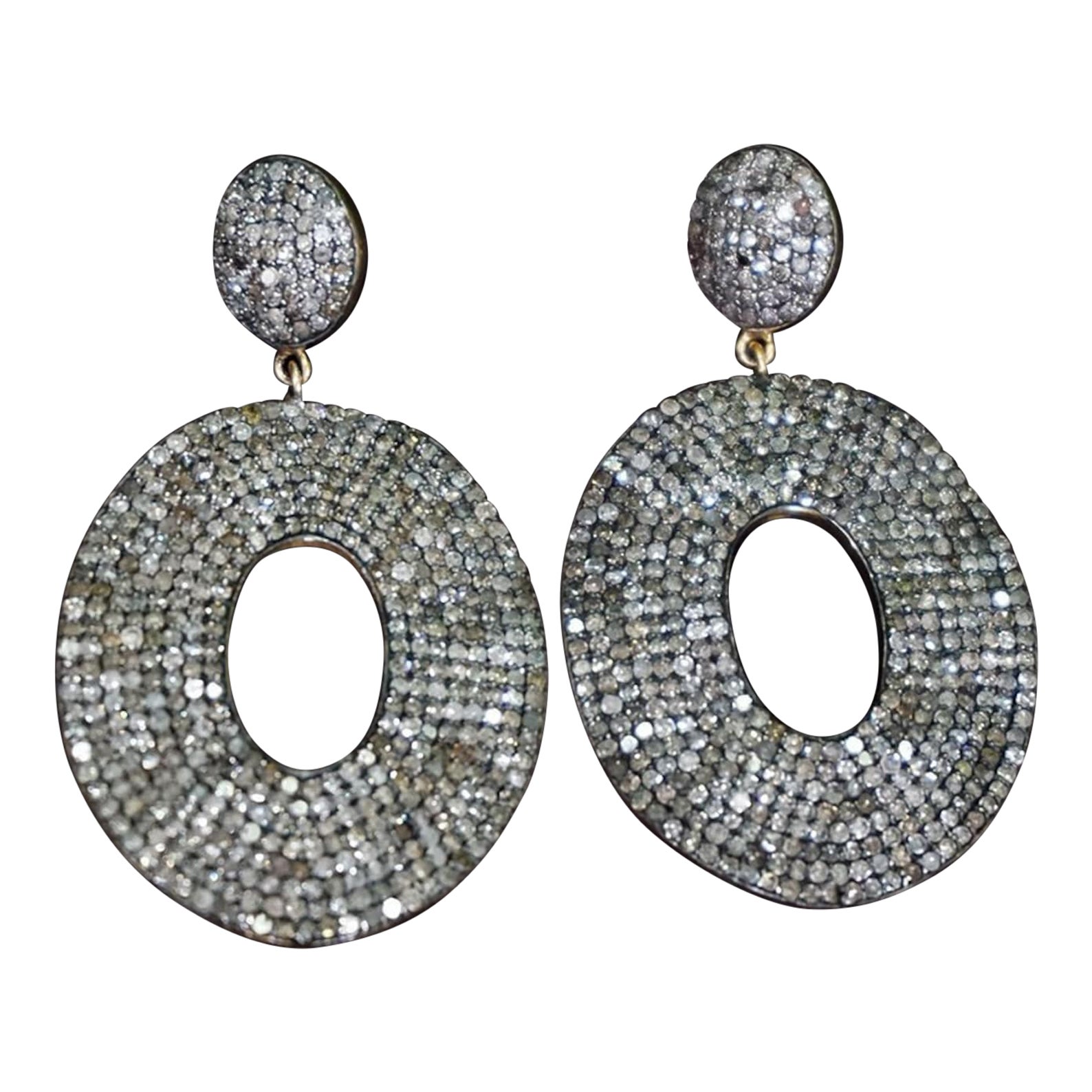 Orecchini a pendente con diamanti Pave in oro massiccio 14k Orecchini in argento Sterling 925