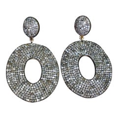 Orecchini a pendente con diamanti Pave in oro massiccio 14k Orecchini in argento Sterling 925