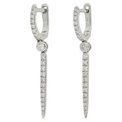 Pave Diamond Dangle Earrings Made In 14K White Gold