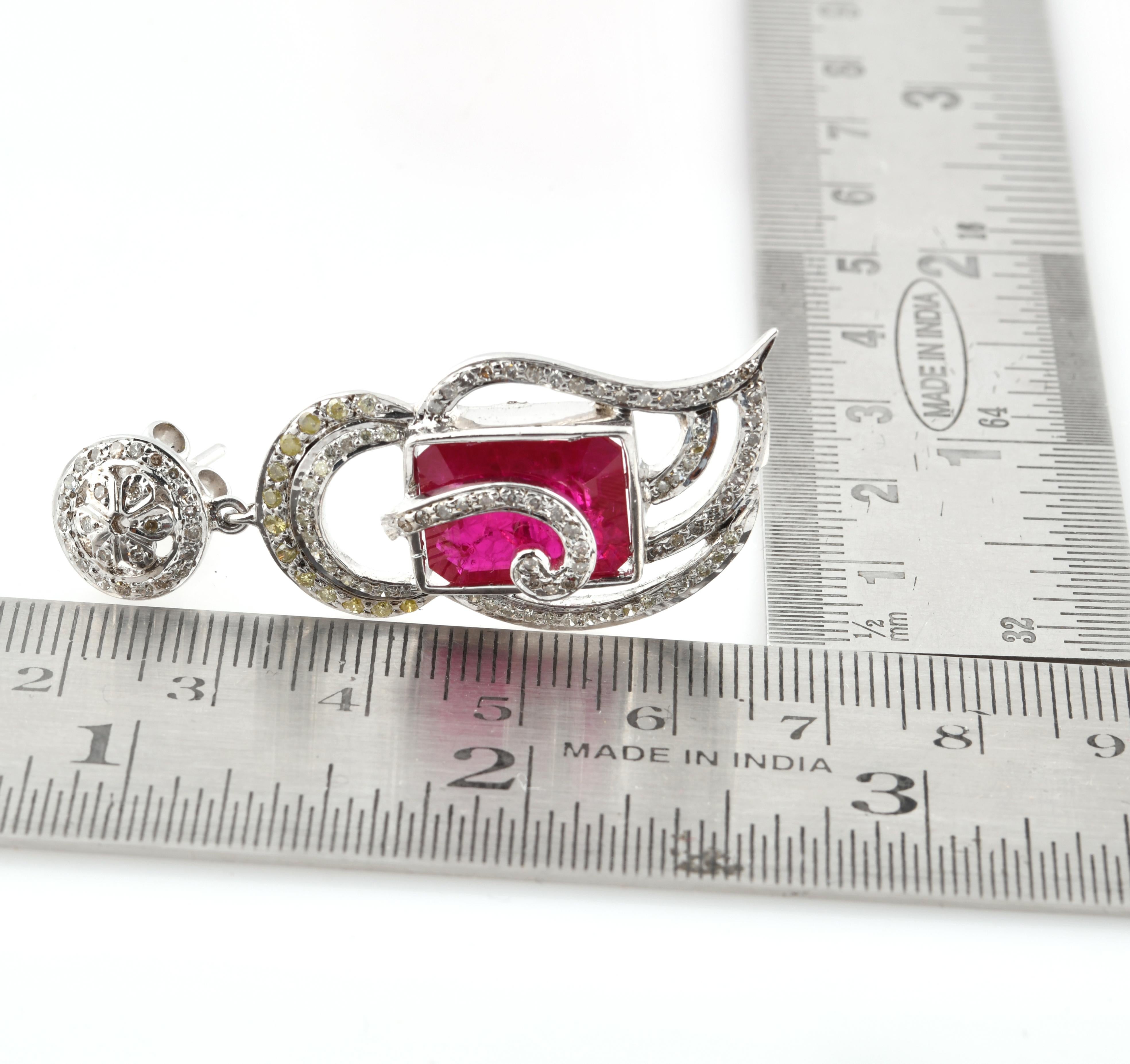 Pave Diamond Dangle Earrings Gemstone Beaded Necklace 18k Gold Jewelry Set 3