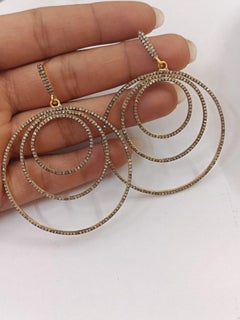 Pave Diamond Dangle Hoop Earring 925 Sterling Silver Wedding Gift For Women.