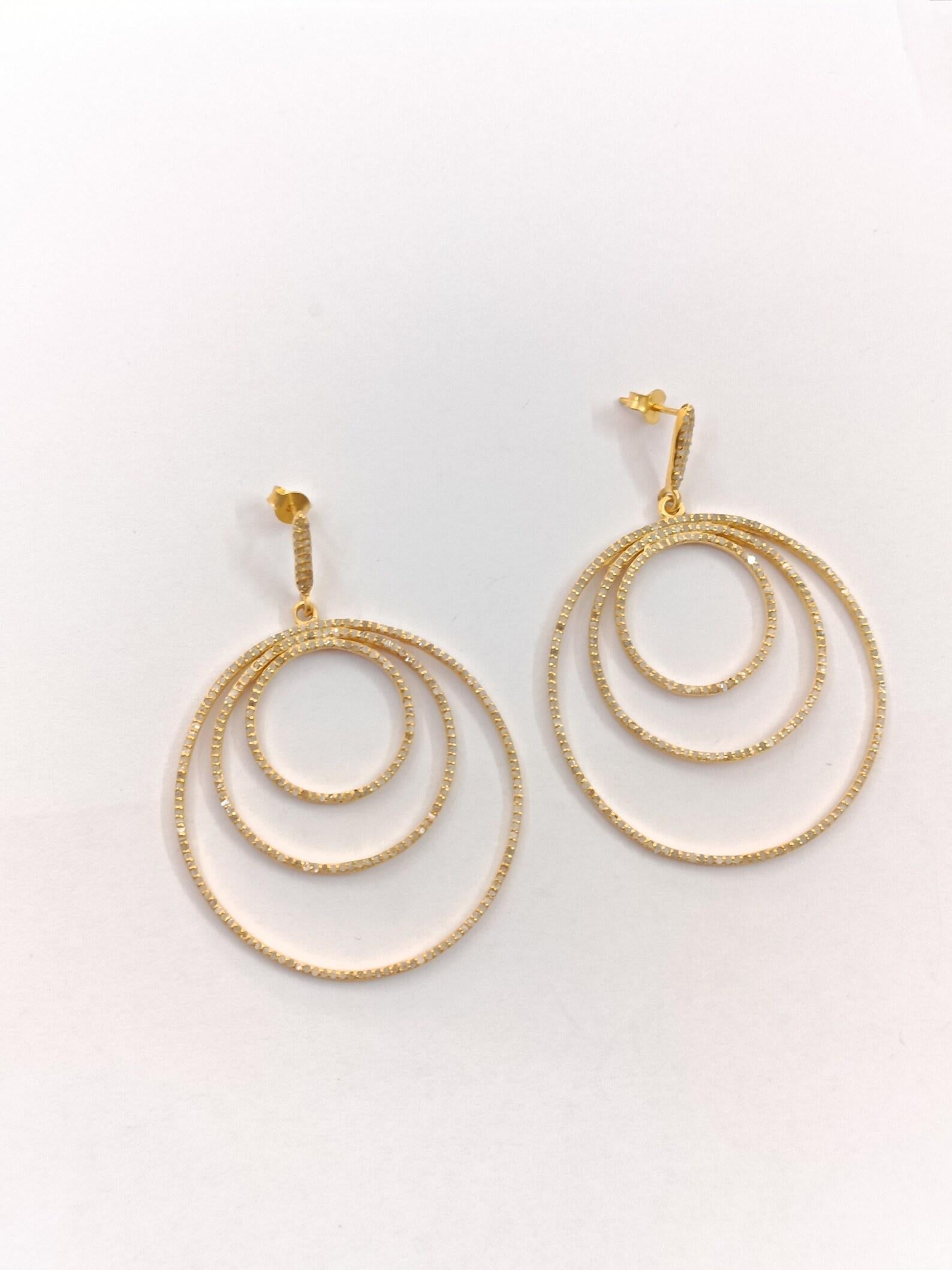 Pave Diamond Dangle Hoop Earring 925 Sterling Silver Regalo di nozze per le donne. In condizioni Nuovo in vendita a Chicago, IL