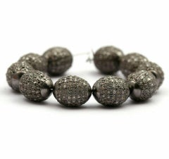 Pave Diamond Designer Oval Beads 925 Silver Natural Diamond Jewelry Beads Charm.