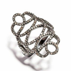 Pave Diamond Designer Ring 925 Sterling Silver Sophisticated Diamond Ring Gift.