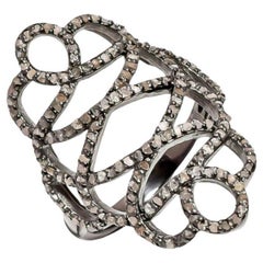 Pave Diamond Designer Ring 925 Sterling Silver Sophisticated Diamond Ring Gift. Pave Diamond Designer Ring 925 Sterling Silver Sophisticated Diamond Ring Gift.