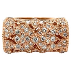 Pave Diamond Designer Sophia B. Vintage Gold Rectangular Dome Ring