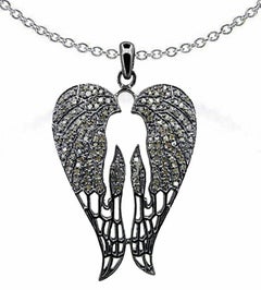Pave Diamond Designer Wing Pendant 925 Silver Diamond Angel Wing Necklace Charm