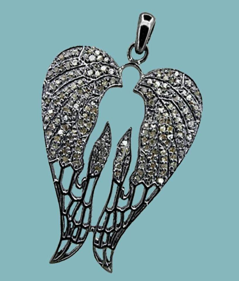 Women's or Men's Pave Diamond Designer Wing Pendant 925 Silver Diamond Angel Wing Necklace Charm For Sale