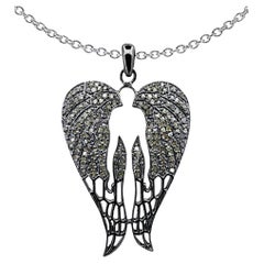 Ciondolo a forma di ala con pavé di diamanti Designer Ciondolo a forma di ala di angelo in argento 925 Fascino per la collana
