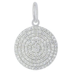 Pave Diamond Disc Charm 14kt White Gold Pendant Jewelry 15 MM