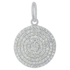 Pave Diamond Disc Charm 14kt White Gold Pendant Jewelry 15 MM