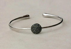 Pave Diamond Disc Cuff Bracelet 925 Silver Diamond Fashion Bracelet Fine Jewelry