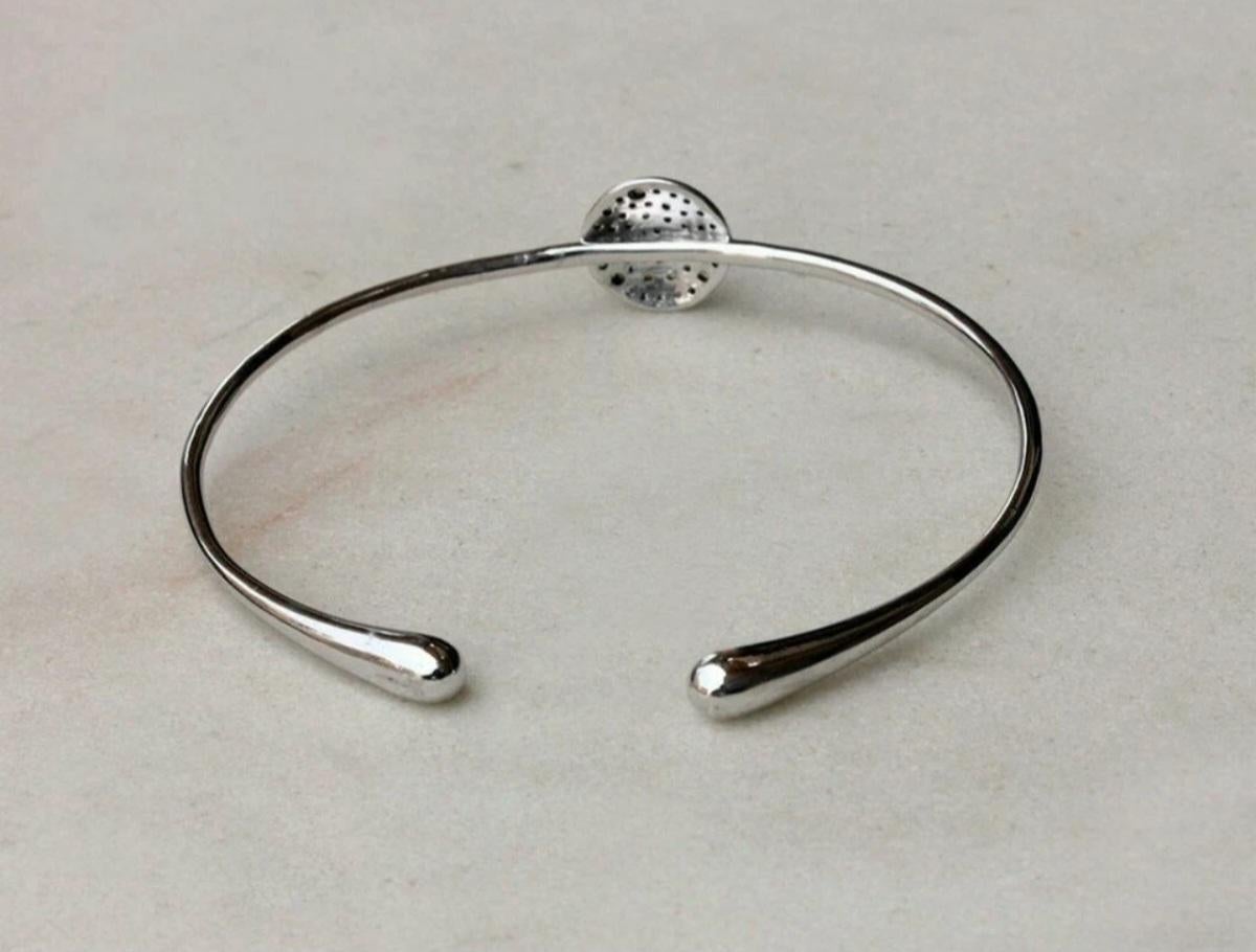 Art déco Bracelet manchette à disques en diamants pavés, argent 925 et diamants, bijouterie d'art en vente