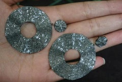 Pave Diamond Disc Dangle Earring 925 Silver 14k Gold Wave Design