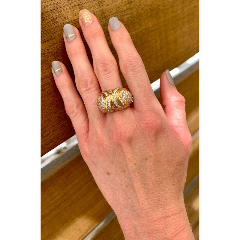 Pave Diamond Dome 18K Yellow Gold Ring, circa 1970s For Sale 4