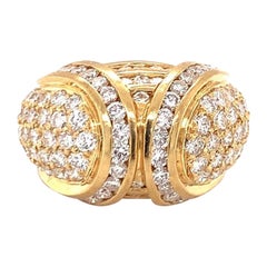 Pave Diamond Dome 18K Yellow Gold Ring, circa 1970s