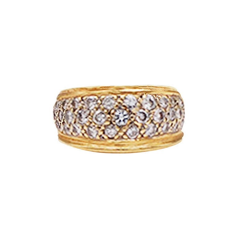 1 CT Pave Diamond Dome Band Ring  VS Quality Diamonds 14K Yellow Gold For Sale