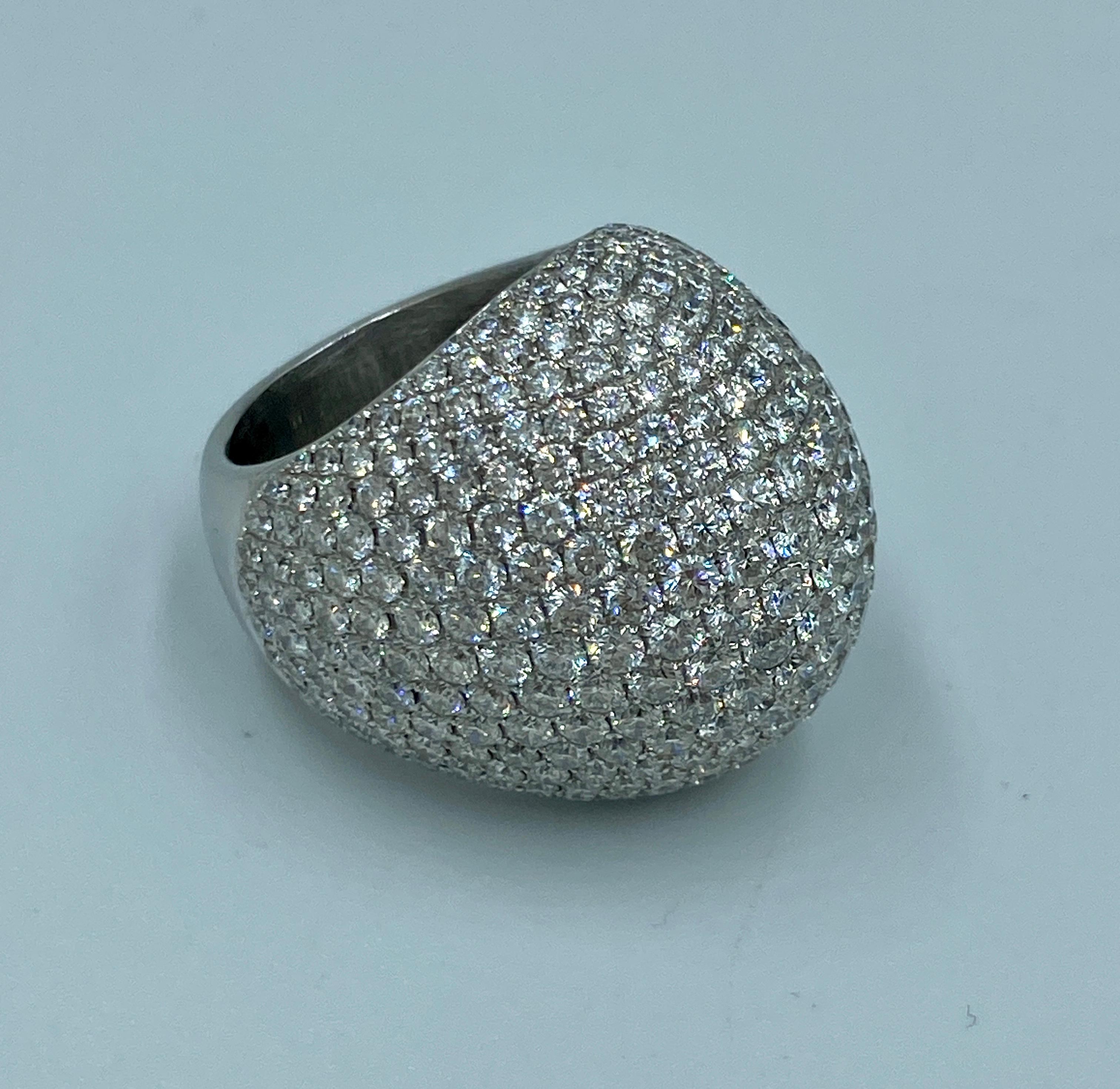 Modern Pave diamond dome cocktail ring with certificate For Sale