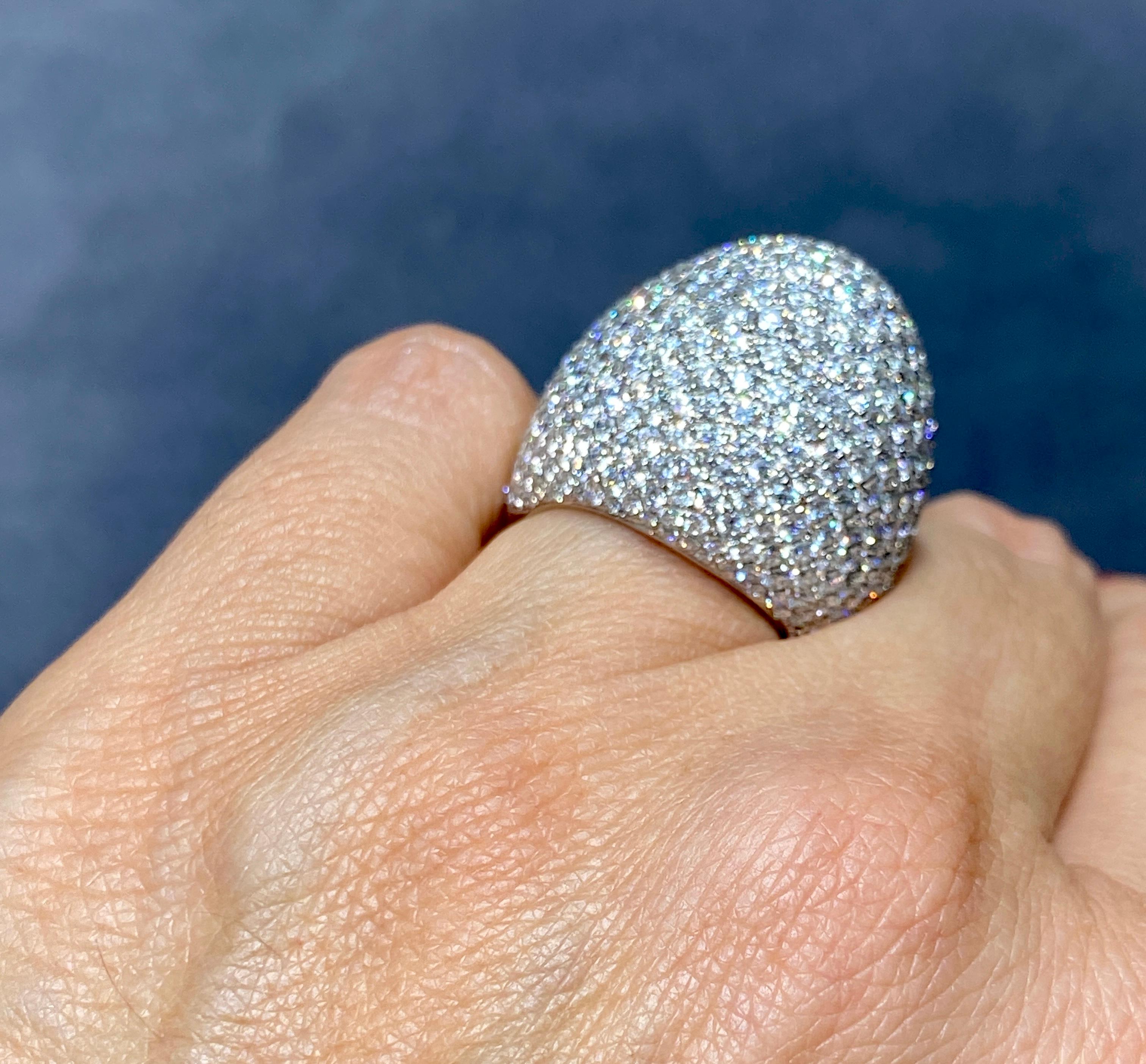 Round Cut Pave diamond dome cocktail ring with certificate For Sale