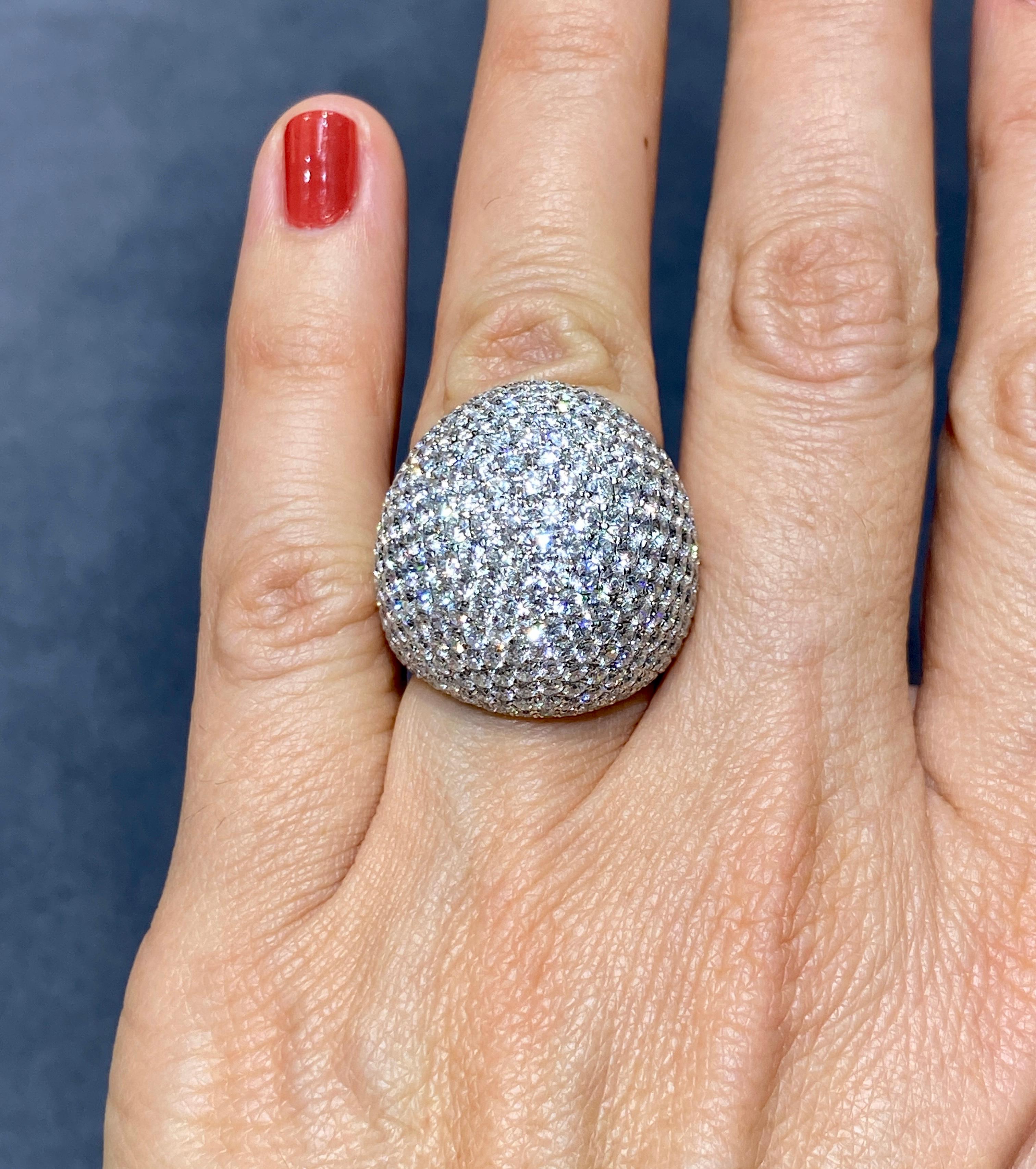 Women's or Men's Pave diamond dome cocktail ring with certificate For Sale