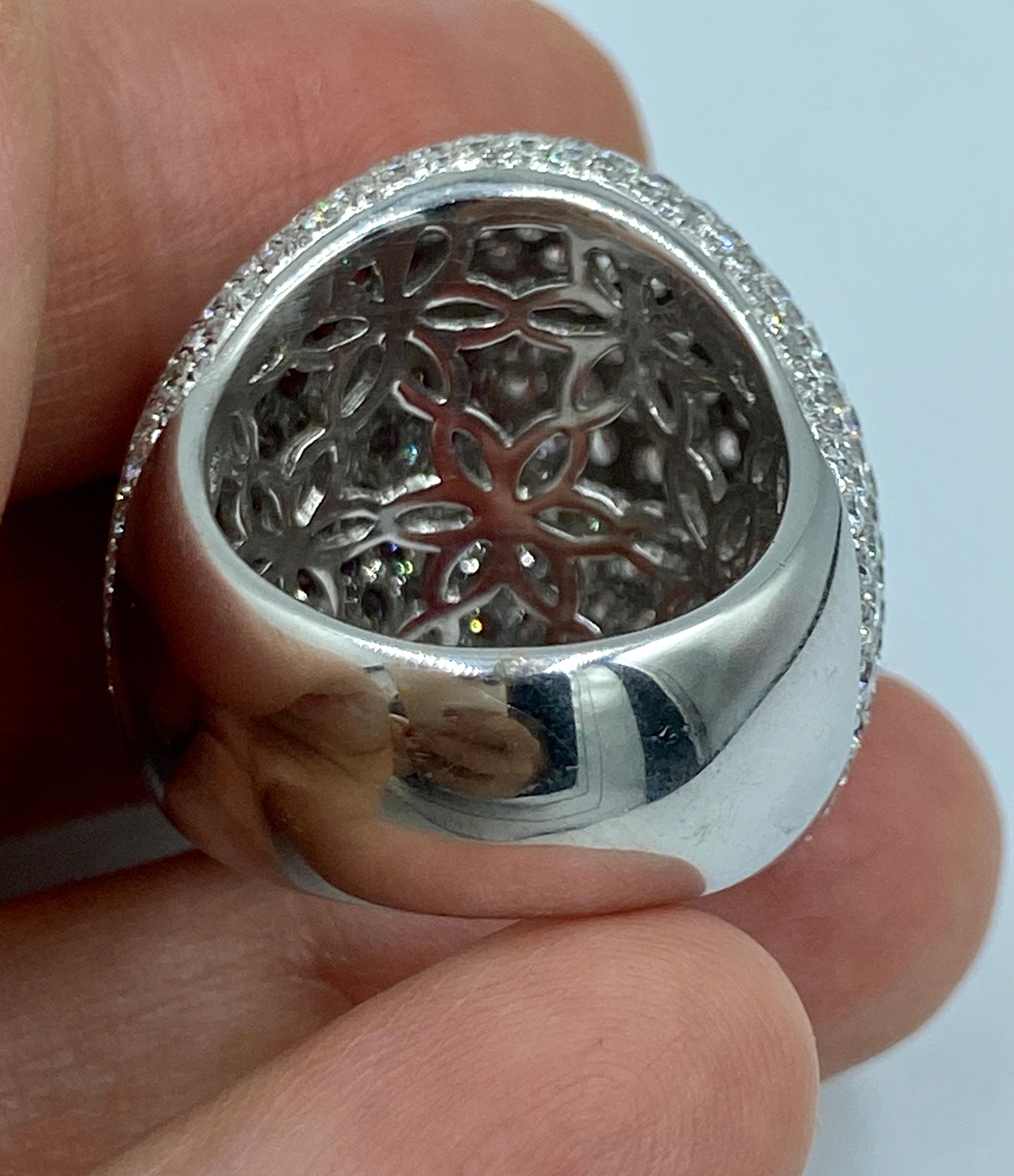 Pave diamond dome cocktail ring with certificate For Sale 1