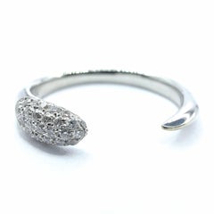Pavé Diamond Dome Open Tapered Band Stacking Ring in 18K White Gold