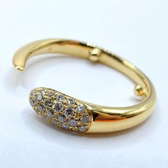 Pavé Diamond Dome Open Tapered Band Stacking Ring in 18K Yellow Gold