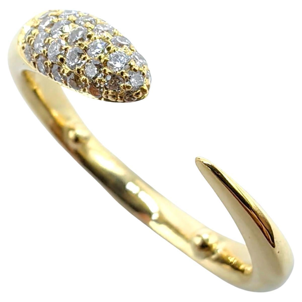 Pavé-Diamant Kuppel offenes konisches Band Stapelring in 18K Gelbgold