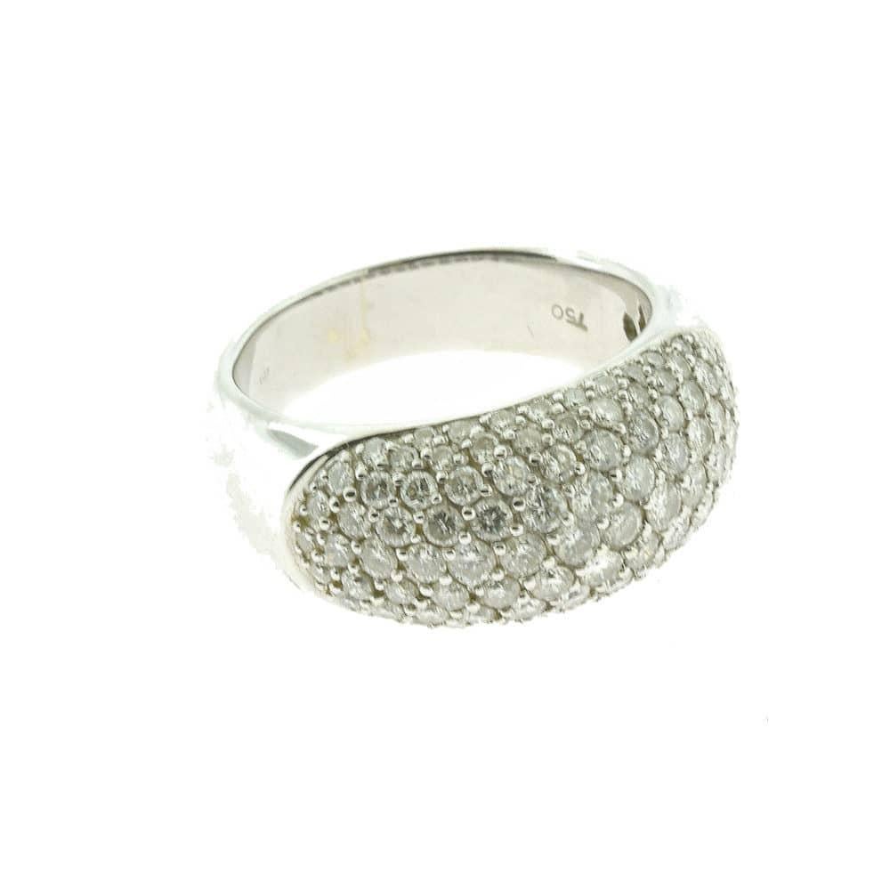 Women's Pave-Diamond Dome Ring in 18k White Gold, Size 7 For Sale