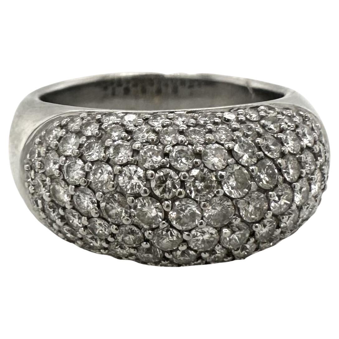 Pave-Diamond Dome Ring in 18k White Gold, Size 7
