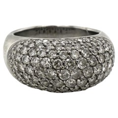 Pave-Diamond Dome Ring in 18k White Gold, Size 7