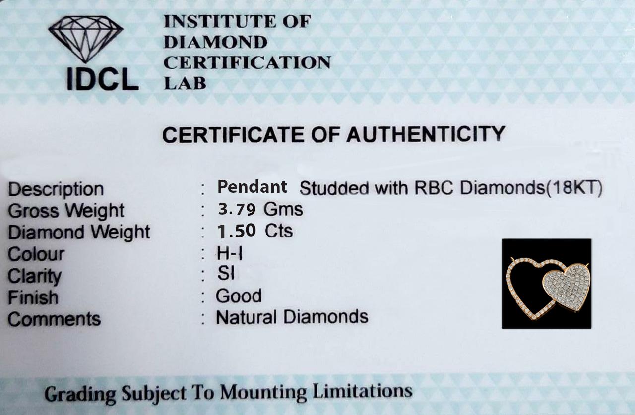 Pave Diamond Double Heart Charm Pendant 18 Karat Yellow Gold In New Condition For Sale In Diera, Dubai