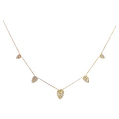 Pavé Diamant Tropfen 5 Stationen 14 Karat Rotgold Link Modernes Collier