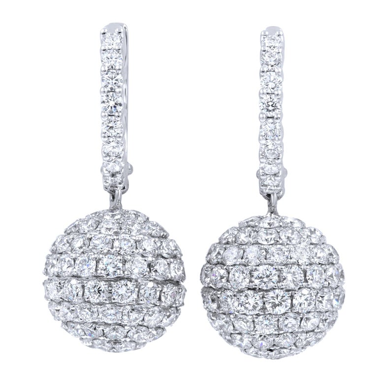 Pave diamond drop earrings
