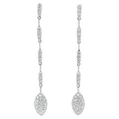 Vintage Pave Diamond Drop Earrings in White Gold