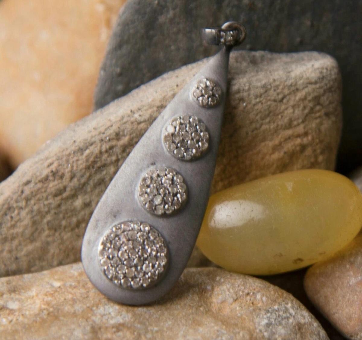Pave Diamond Drop Pendant 925 Sterling Silver Drop Necklace Birthday Girl Gift. For Sale 1