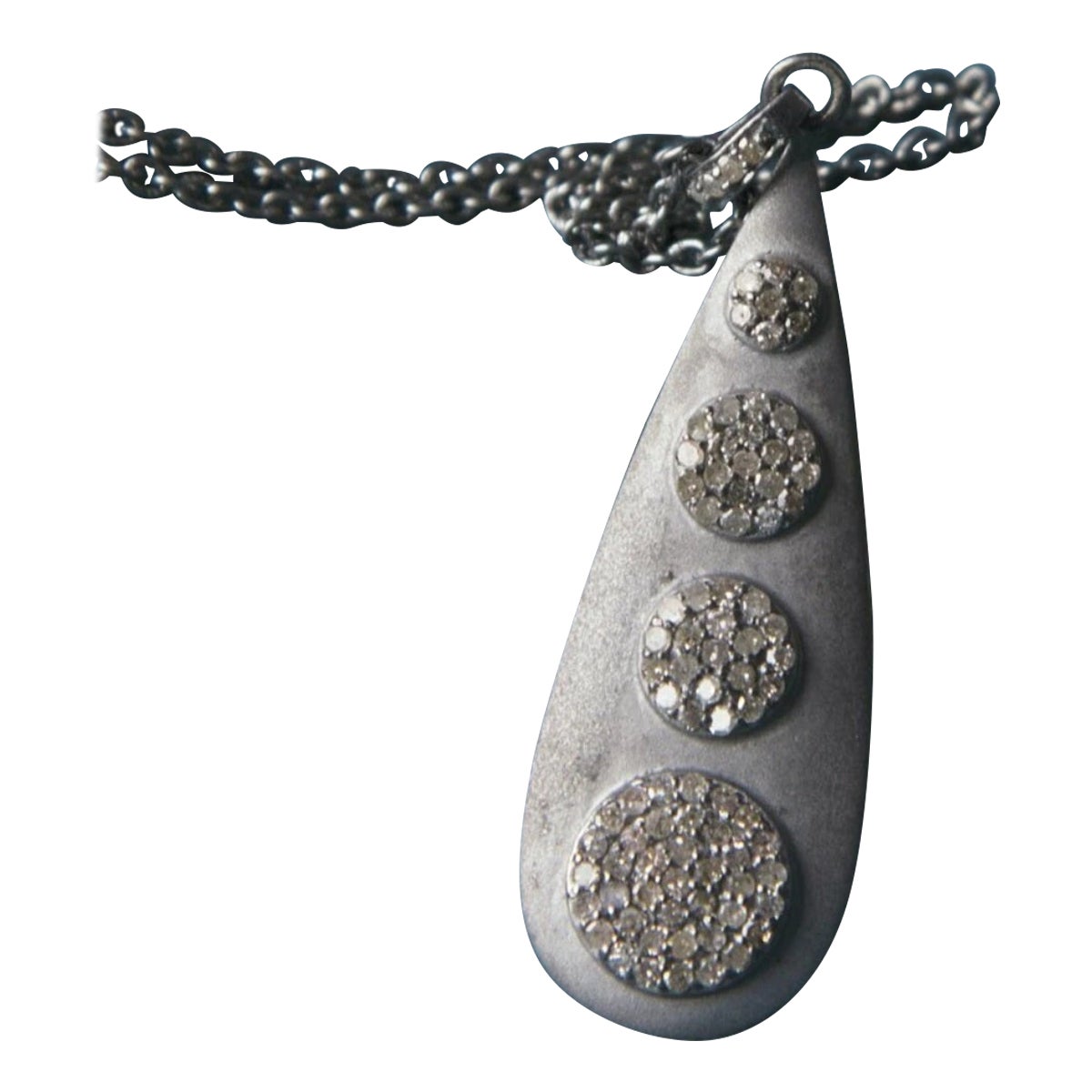 Pave Diamond Drop Pendant 925 Sterling Silver Drop Necklace Birthday Girl Gift. For Sale