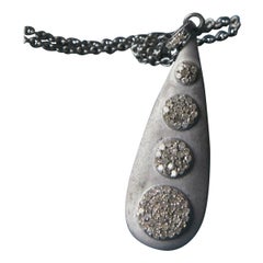 Pave Diamond Drop Pendant 925 Sterling Silver Drop Necklace Birthday Girl Gift.