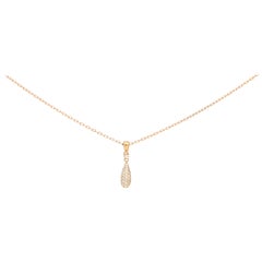 Pave Diamond Drop Shape Pendant Necklace in 18 Carat Rose Gold 0.40 Carat