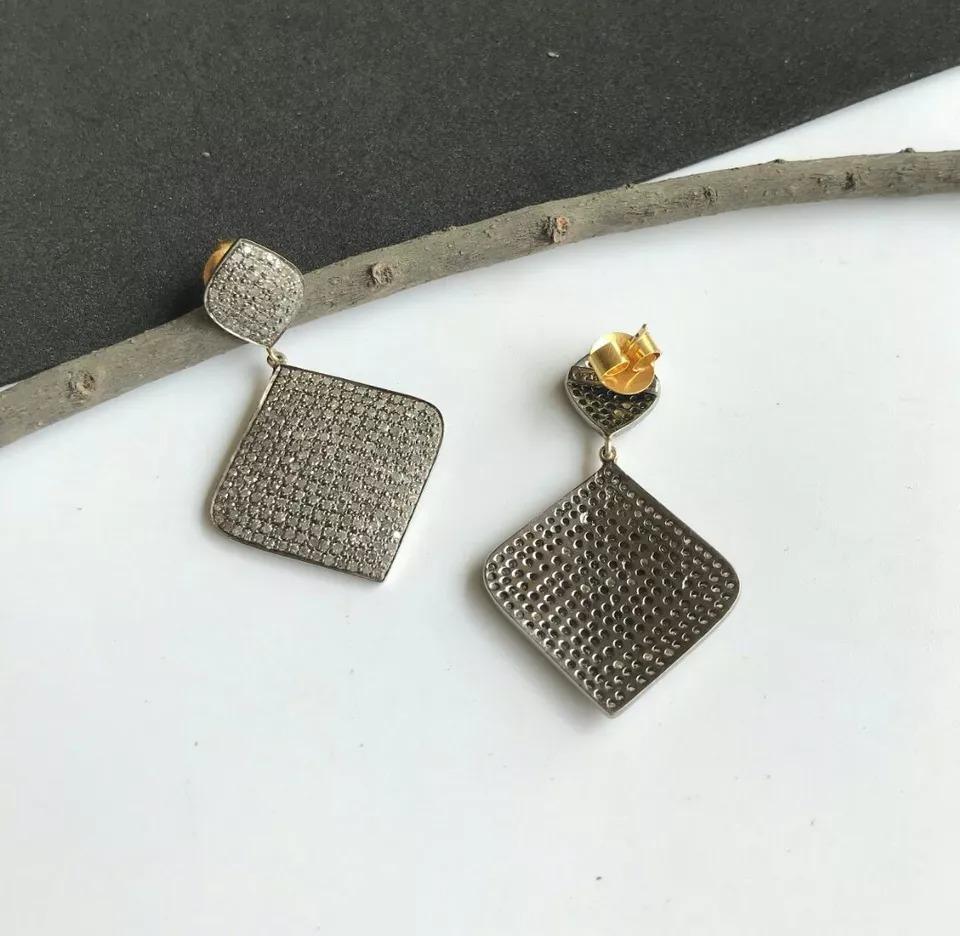 Pave Diamond Earring 14k Gold&925 Silver Modern Diamond Earring Anniversary Gift
Light weight can be worn everyday

Additional information:
Condition: New without tags: A brand-new, unused, and unworn item (including handmade items) that is not in