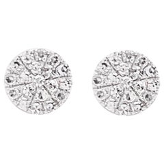 Pave Diamond Earrings, 14 Karat White Gold Round Pave Studs, Diamond Studs